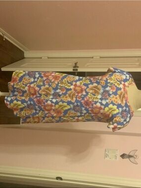 Johnny Was floral dress in pink, blue, green